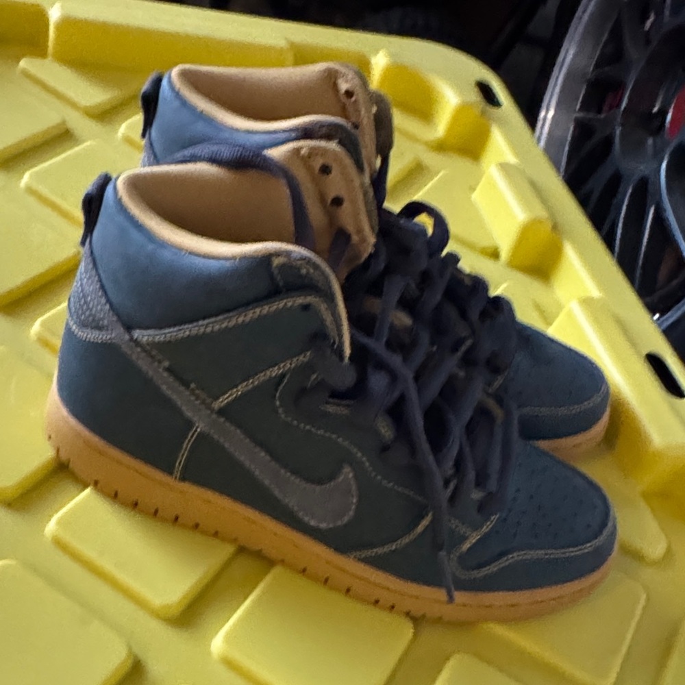 Nike Kids Blue and Tan High-Top Sneakers